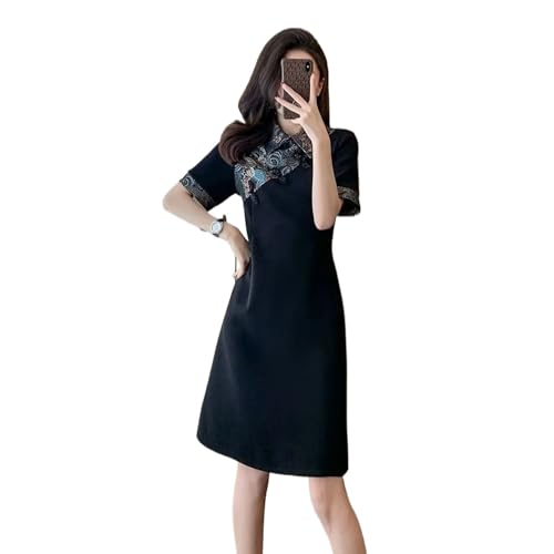 Robe d'été de style chinois noire pour rester fraîche et chic