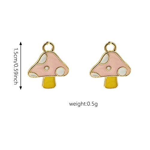 Gbahfy 20 Pcs Mushroom Pendant Charm For Jewelry Making Alloy Enamel Mushroom Charms With Holes Red And Pink Mushroom Beads For Diy Bracelet Necklace Jewelry Crafts Accessory Making (Pink) #TOP3