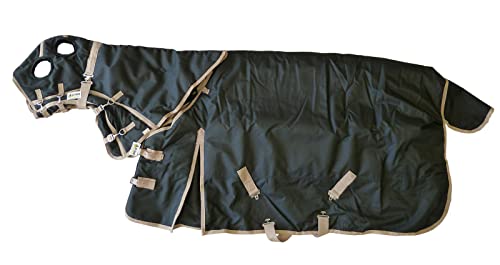 1200D Waterproof Poly Turnout Blanket With Hood - Black 66" Small #TOP7