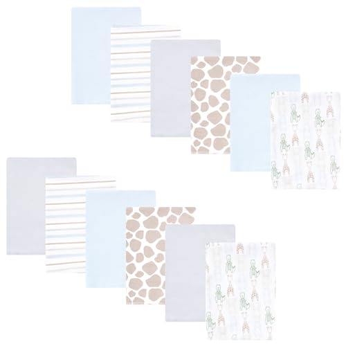 Image of Hudson Baby Cotton Flannel Burp Cloths 12-Pack Bundle, Modern Safari Friends, One Size