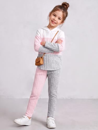Girls Winter Clothes 2 Piece Outfit Set Hoodie Leggings Light Pink 7-8Y - image 2