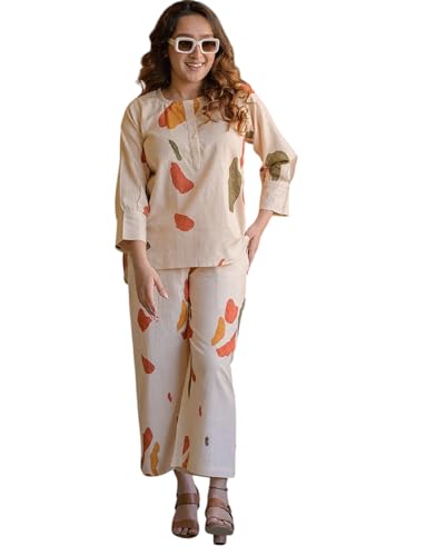 Image of FABNEX Stylish Printed Cotton Blend Co Ord Set for Women || Casual & Festive Indo-Western Outfit (K 125-127)