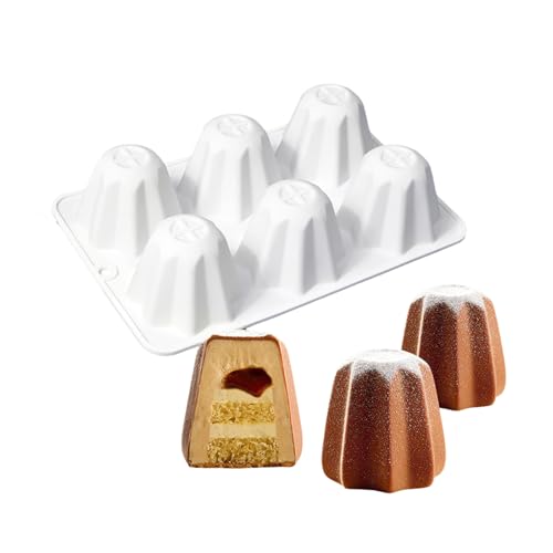 ROYJJ Moldes de silicona resistentes al calor de 6 cavidades, antiadherentes y flexibles, aptos para postres y aperitivos, paquete de 6 moldes de torta de mousse Pandoro con anís estrellado