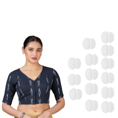 Image of Studio Shringaar Women Cotton Ikat Stretchable (Smocked) Readymade Elbow Length Sleeve Saree Blouse