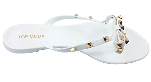 Image of TOP Moda Womens Studded Jelly Flip Flops Sandals with Bow