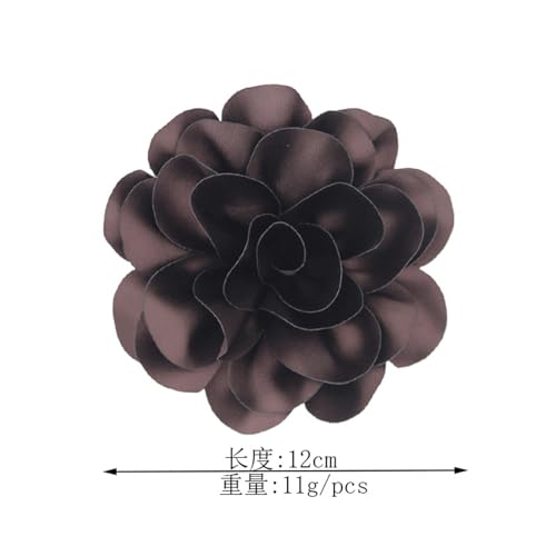 Image of Rose Flower Large Brooch Pin,Vintage Dainty Satin Fabric Camellia Lapel Pins Handmade Big Flower Collar Pins Wedding Party Dance Dress Suit Clothes Accessories Jewelry for Women