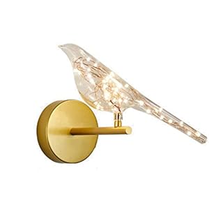 n/a Postmoderne Gold Glass Bird Wall Lampe Enfants Chambre Restaurant Galerie Cafe Home Deco Sconce Night Lights (Color : Clear, Size : 1pcs)