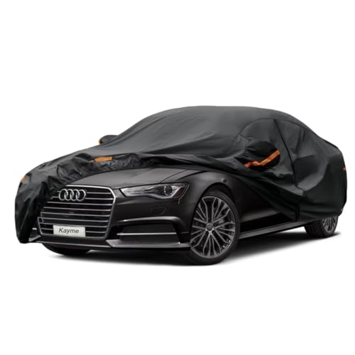 Kayme Sedan Car Cover Fit for Audi A6 S6 (1995-2025) Automobiles All Weather Waterproof, Outdoor Cover Sun Rain Protection, with Lock and Zipper Door.