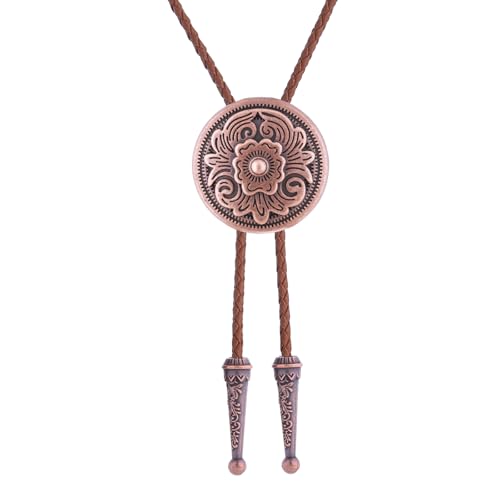 Image of GelConnie Floral Bolo Tie for Men Womens Bolo Tie Necklace Native American Black Men's Bolo Ties Western Cowboy Bolero Ties