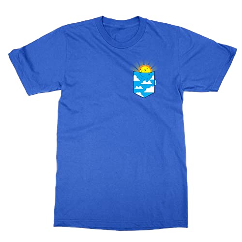 T-shirt bleu Sunshine avec poche dessin animé taille L pour homme