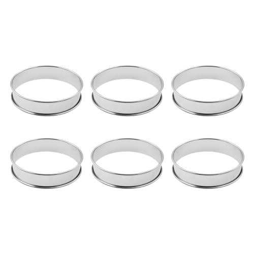 Crumpet Rings,English Muffin Rings,304 Stainless Steel Double Rolled Tart Ring,Nonstick Baking Circles,TTZEZE Silver Metal Ring Round Circle Molds for Home 10cm/3.94'' 6PCS