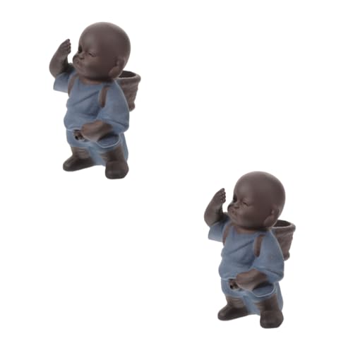 POPETPOP 2 Piezas Fuente de Agua Corriente Adornos Estatua de Monje Decorativa Adorno de Monje Escultura de Monje Mascota de té de Escritorio Maceta Monje decoración Mini estatuas cerámica