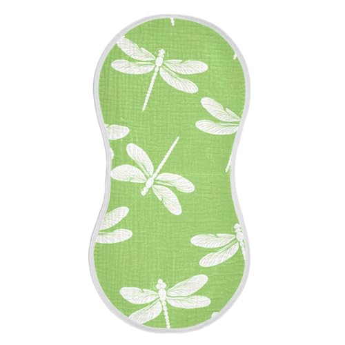 4 Pack Baby Burp Cloths, Soft Absorbent Burping Cloths for Babies, Cotton Milk Spit Up Rags, Large Size for Newborns, Baby Boys and Girls (Emergent Dragonfly Pattern)2