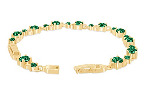 AFFY 14k Yellow Gold Over Sterling Silver Leaf Shape Tennis Bracelet Gift For Her4