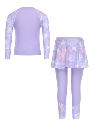 Moily Kids Girls 2 Pieces Rash Guard Sets UPF 50+ Swim Shirts with Skirts Leggings Athletic Swimsuits2