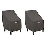 Classic Accessories Ravenna Water-Resistant 25.5 Inch High Back Patio Chair Cover, 2 Pack