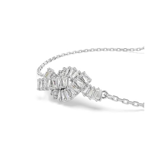 Swarovski Matrix bracelet, Baguette cut, Knot, White, Rhodium plated4