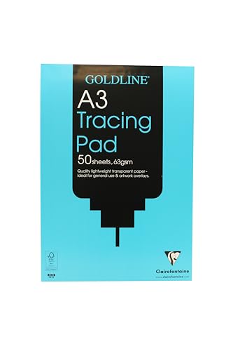 Clairefontaine - Ref GPT2A3Z - Goldline Popular Tracing Pad (Contains 50 Sheets) - A3 (420 x 297mm) in Size 63gsm Paper FSC-Certified - Suitable for Tracing Items