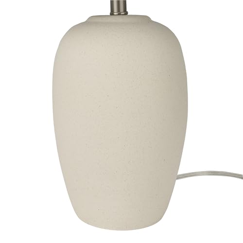 Image of Nourison Home 23 inch Natural White Ceramic Jar Table Lamp for Bedroom, Living Room, Dining Office, with Off-White Shade