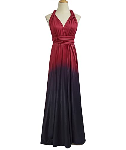 Image of Sexyshine Women's Backless Gown Dress Convertible Multi-Way Wrap Halter Cocktail Dress Bandage Bridesmaid Long Dresses
