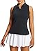 baleaf Women's Golf Shirts Tank Tops Sleeveless Tennis Polo Racerback with Zipper Collar Athletic Tanks Quick Dry-Black-S