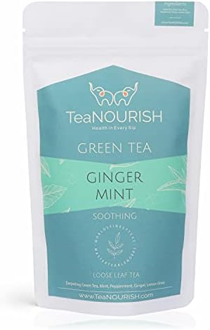 TeaNOURISH Ginger Mint Darjeeling Green Tea | Loose Leaf Tea | Daily Wellness, Soothing & Refreshing | Aids Digestion | 100% NATURAL INGREDIENTS (3.53oz/100gms)