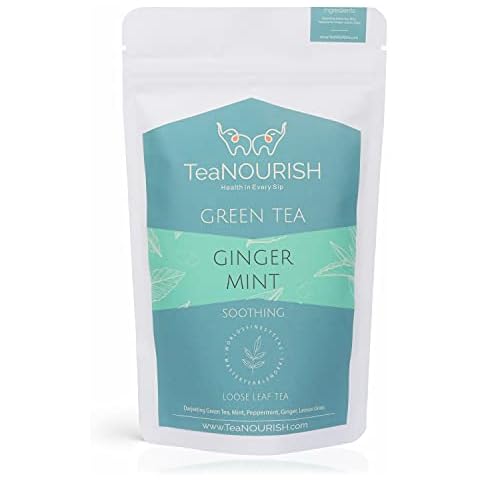 TeaNOURISH Ginger Mint Darjeeling Green Tea | Loose Leaf Tea | Daily Wellness, Soothing & Refreshing | Aids Digestion | 100% NATURAL INGREDIENTS (3.53oz/100gms) Cover