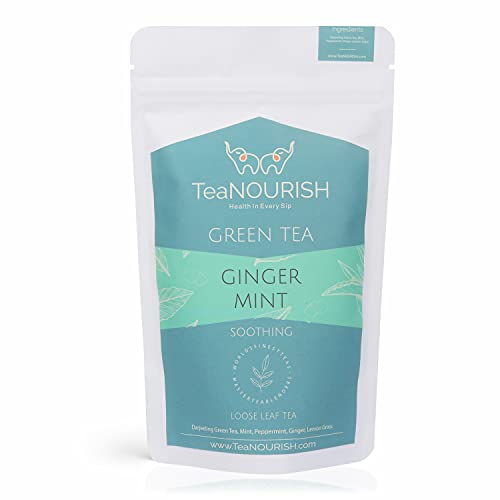 Teanourish Ginger Mint Darjeeling Green Tea | Loose Leaf Tea | Daily Wellness, Soothing & Refreshing | Aids Digestion | 100% Natural Ingredients (3.53Oz/100Gms) #TOP3