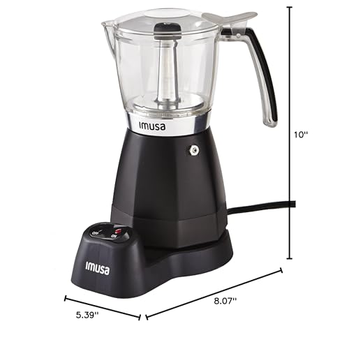 Imusa USA Black Espresso Maker, 3-6-Cup