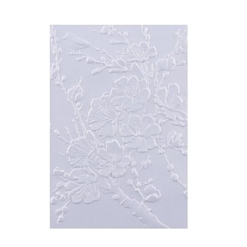 Briartw Classeur de gaufrage 3D pour la fabrication de cartes, fleurs de cerisier et de prunier - Texture en plastique transparent qui s'estompe - Pour scrapbooking et...