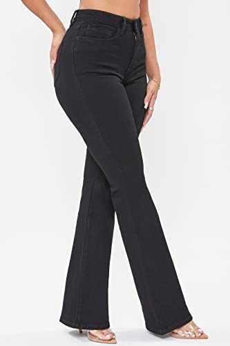 Ymi Junior Women's Classic High Waisted Tall Long Inseam Flared Bell Bottom Denim Jeans (Black,11) #TOP1
