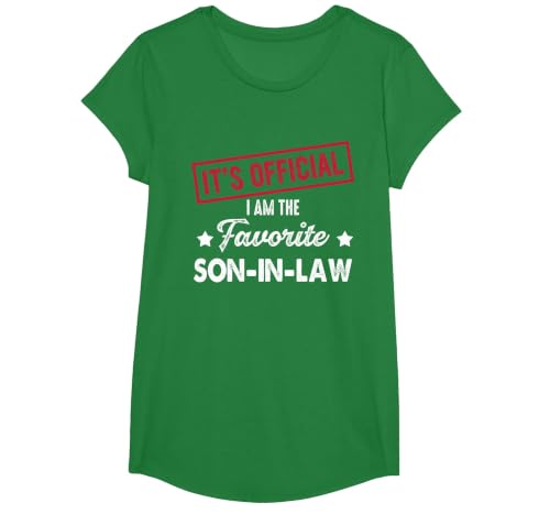It's Official I'm The Favorite Son-in-Law T-Shirt, Girls, Kelly Green, X-Small
