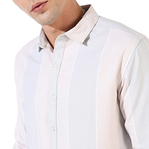 Image of CAHOOT Men's Button Up Shirt for Casual Wear | Regular Fit | Poly Lycra Shirt Crafted with Short Sleeve & Enhanced Stretch Comfort Fit for Everyday Wear