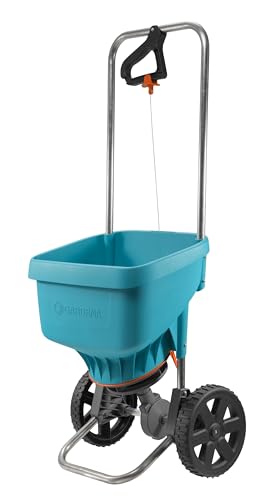 Gardena XL siewnik: uniwersalny siewnik do nawozów, nasion i soli, szerokość rozrzutu 1,5-6 m, do trawników o powierzchni do ok. 800 m², pojemność 18 l, z zasuwą zamykającą (436-20)