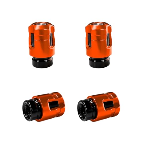 Yourkar 4 PCS Car Tire Valve Stem Caps, Unique Shape Aluminum Alloy Wheel Valve Covers, Corrosion Resistant Leak-Proof Tire Valve Stem Cover, Universal Vehicle Wheel Accessories (Orange)