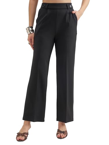 Image of Tokyo Talkies Wide Leg Relaxed fit Korean Pants |Ultra Soft|High Rise Pleated Trousers |Workwear|Formal All Day wear