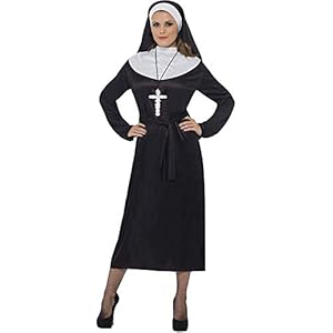 Smiffy’S- Smiffys Nun Costume Miffy Disfraz de Monja, Negro, con Vestido y Velo, Color, S (20423S)