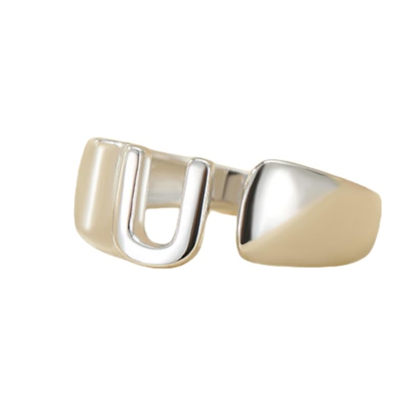 Bague initiale en argent réglable avec lettre alphabet personnalisable