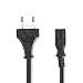 Produktbild Stromkabel | Eurostecker | IEC-320-C7 | 2.00 m | Gerade | 2x 0.75 mm² | Kupfer | Aufgerollt | Nickel | H03VVH2-F 2x0.75mm² | PVC | Netzstecker: Euro/Typ C (CEE 7/16) | Netzstromversorgung