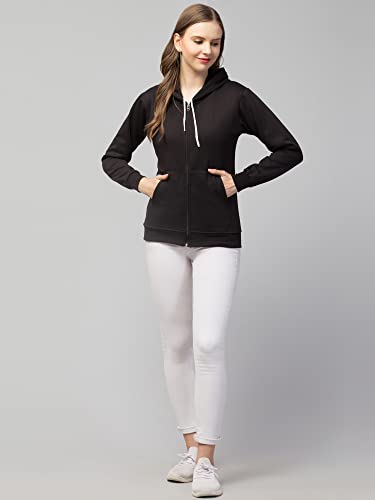 Image of Women's Solid Casual Zipper Cotton Relaxed Fit Sweatshirt for Winter