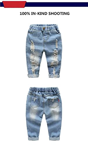 Little Baby Boys Girl Ripped Western Jeans Kids Girls Friend Style Denim Pants4