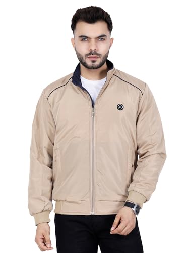 Image of Dollar Full Sleeves Bomber Jacket for Men | TPU Men's Standing Collar Lightweight Winter Jacket, Regular Fit