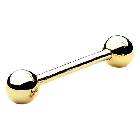 Taffstyle Mujer Hombre Unisex oro amarillo 14 quilates (585) Piercing de Barbell con Cierre de Rosca Cover