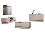Mirjan24 Wohnzimmer-Set Zarpant I, Anbauwand, Wohnzimmerschrank, Schrankwand, im Set: Kommode, TV-Lowboard, Couchtisch (Sandbeige/Eiche Cremona)