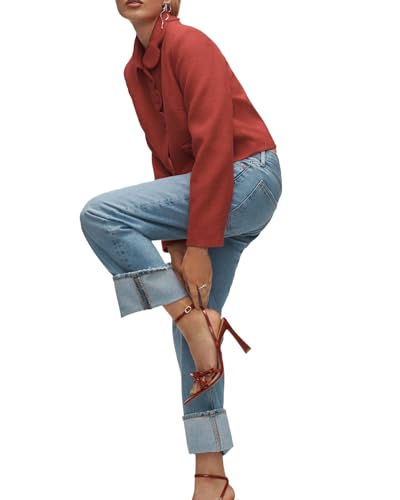 Women's Petal Bow Tweed Blazers Long Sleeve Cropped Jacket Tops Fall Open Front Office Work Blazer Coats3