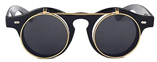 Retro Steampunk Round Circle Flip Up Sunglasses4