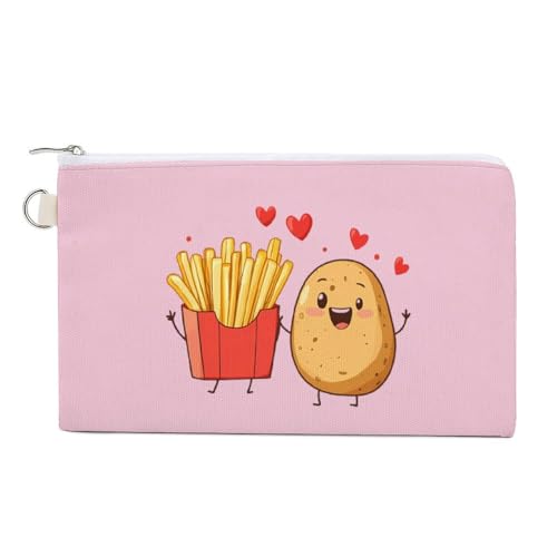 Potatoes French Fries Fashion Coin Purse Change Makeup Bag Canvas Pencil Pouch Travel