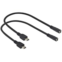 3.5mm to Mini USB Cable Mini USB Male to 3.5mm Female Audio Cable 3.5 Female TRRS 4-Pole Jack to 5 Pin Mini USB Male Mic Cord Adapter Cable [1Ft/30cm-2Pack]