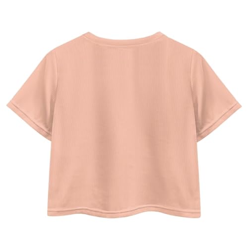 Image of Girls Fashion Crewneck Tee Shirts Casual Short Sleeve Crop Top Summer Outfits 5-14 Year