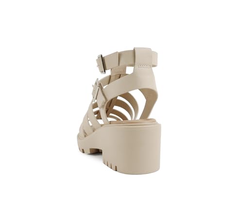 Image of Soda inchRebirth inch ~ Women Open Toe Fisherman Multi Strap Buckle Lug Sole Low Block Heeled Sandals